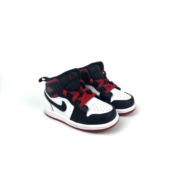 Jordan 1 Mid 'Gym Red Black Toe' (TD) White DQ8425-106 Slip-on 6C Nike Retro - Picture 5 of 8
